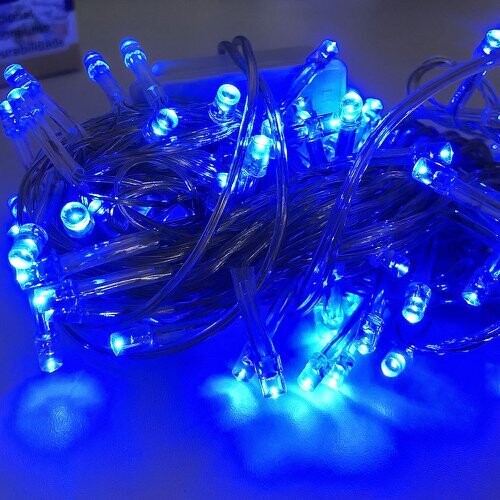 Christmas Led Light Ac 220V-250V Led 100Pcs Wide 10M , 7 *1.6Mm Electric Wire,Unconnectable ,1.0M Wire With 3 Pin Bs Plug Color: Blue