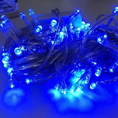 Christmas LED Lights: AC 220V-250V, 100pcs Wide 10m, 7 * 1.6mm Electric Wire, Unconnectable, 1.0m Wire with 3-Pin BS Plug (Color: Blue)