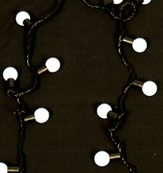 LED Ball Light String-5W, 7*02.2mm Copper Wire, PVC Black Cable, Φ23mm Ball Size, IP65, 220-240V, BS Plug, 5M-50 Ball Lights - White Color; Connectable Model