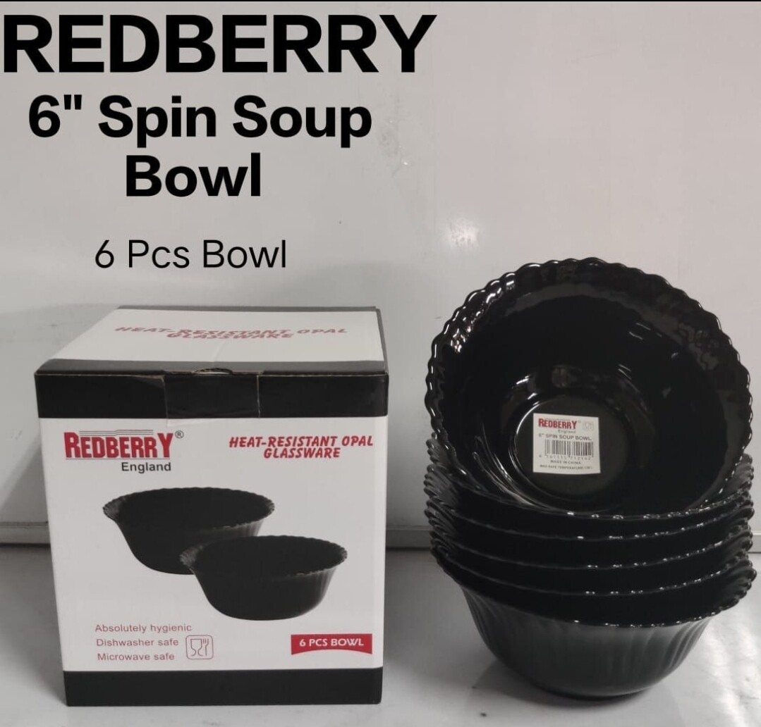 Redberry premium range of opalware 6"Spin Bowl BLACK