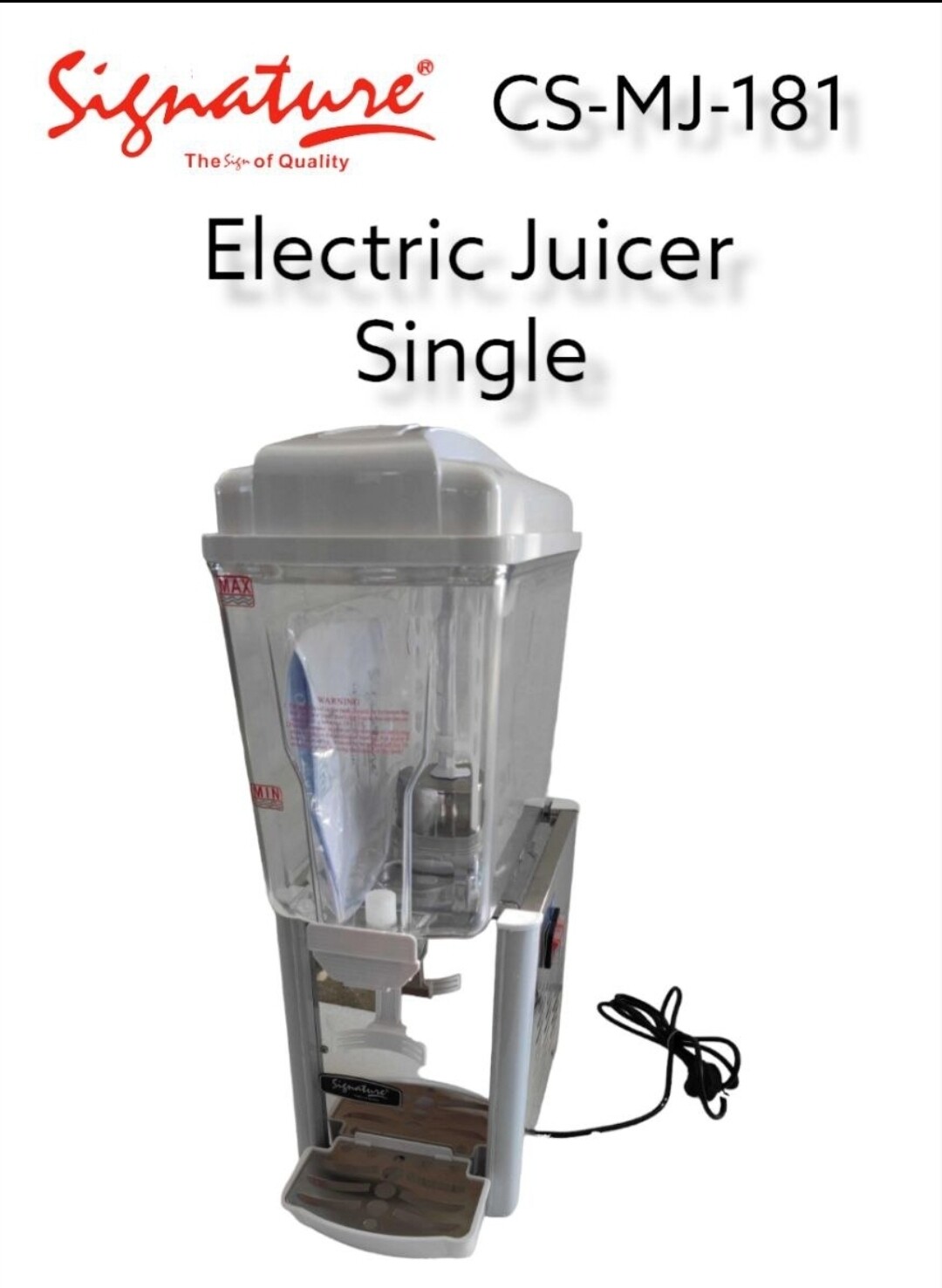 Signature Electric Juice Dispenser Single Capacity: Up to 17 Ltr CS-MJ-181