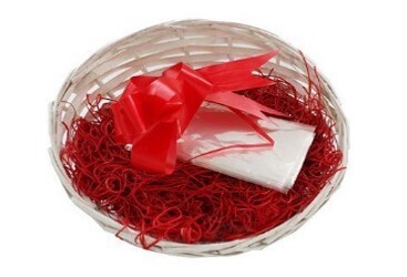 Wicker Gift Hamper Basket Round Size - 28X28X10HCm, With Ribbon, Wrap & Red Filling GH-28X28X10