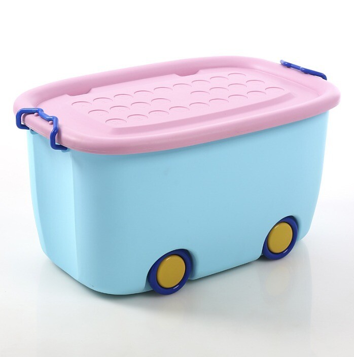 Plastic Toy Box storage with wheels 57x37x29.5cm BLUE