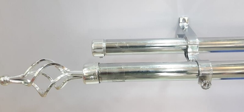 Double Bar Curtain Rod - 2m Silver