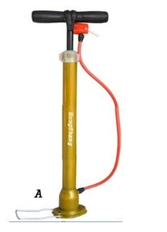 Pump Steel 35x570 mm, with Black Plastic Handle, Connector 68 cm, with Double valve connector PUMP-35X570