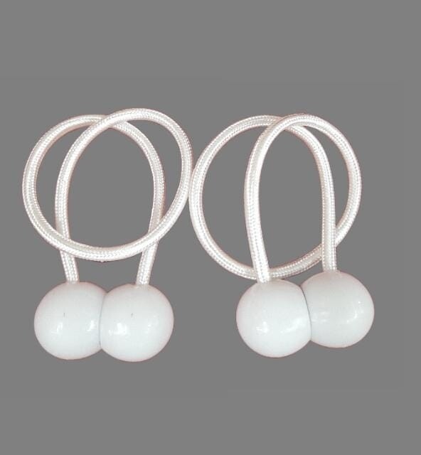 Magnetic curtain tie white. per pair