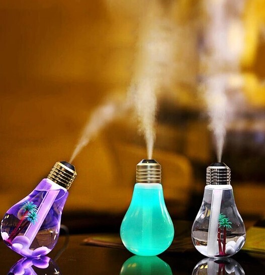 New Mini Humidifier USB Charging Bulb Air Humidifier Color Changing Night Light Ultrasonic Humidifier Air Purifier 400ML DC 5V
