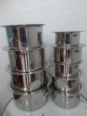 Vinod stainless steel plain bottom sauce pots sufuria 9pcs set with lids