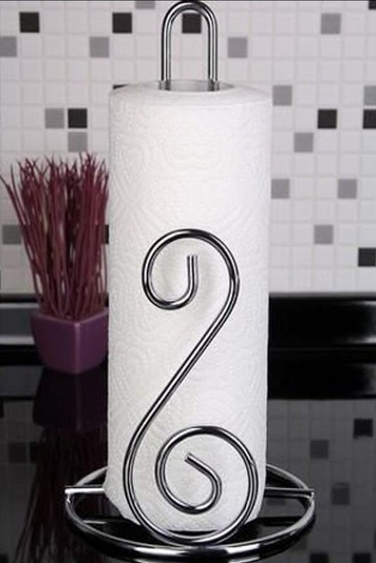 Stainless steel paper kitchen towel holder serviette holder. silver