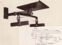 TV/VCD wall bracket tilt +/- 8 DEG, swival 220 DEG UP TO 17" screen max load 30KG, distance to wall 330MM with VCD holder