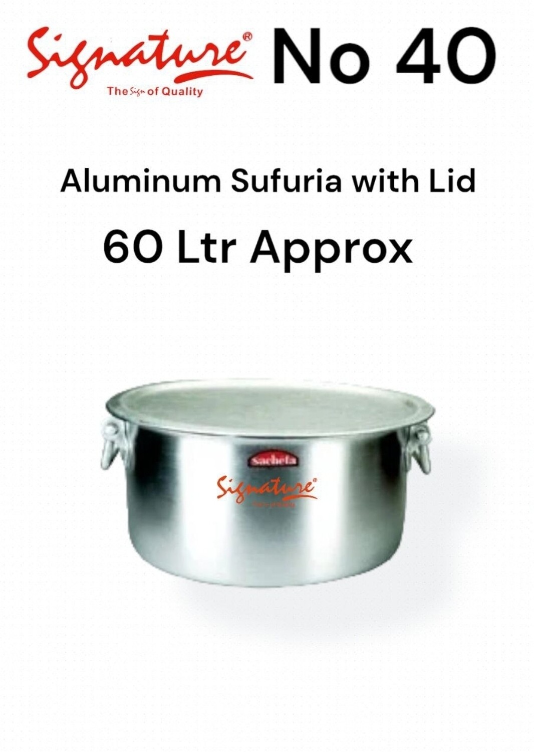 Signature heavy duty aluminium sufuria with lid 60Litres