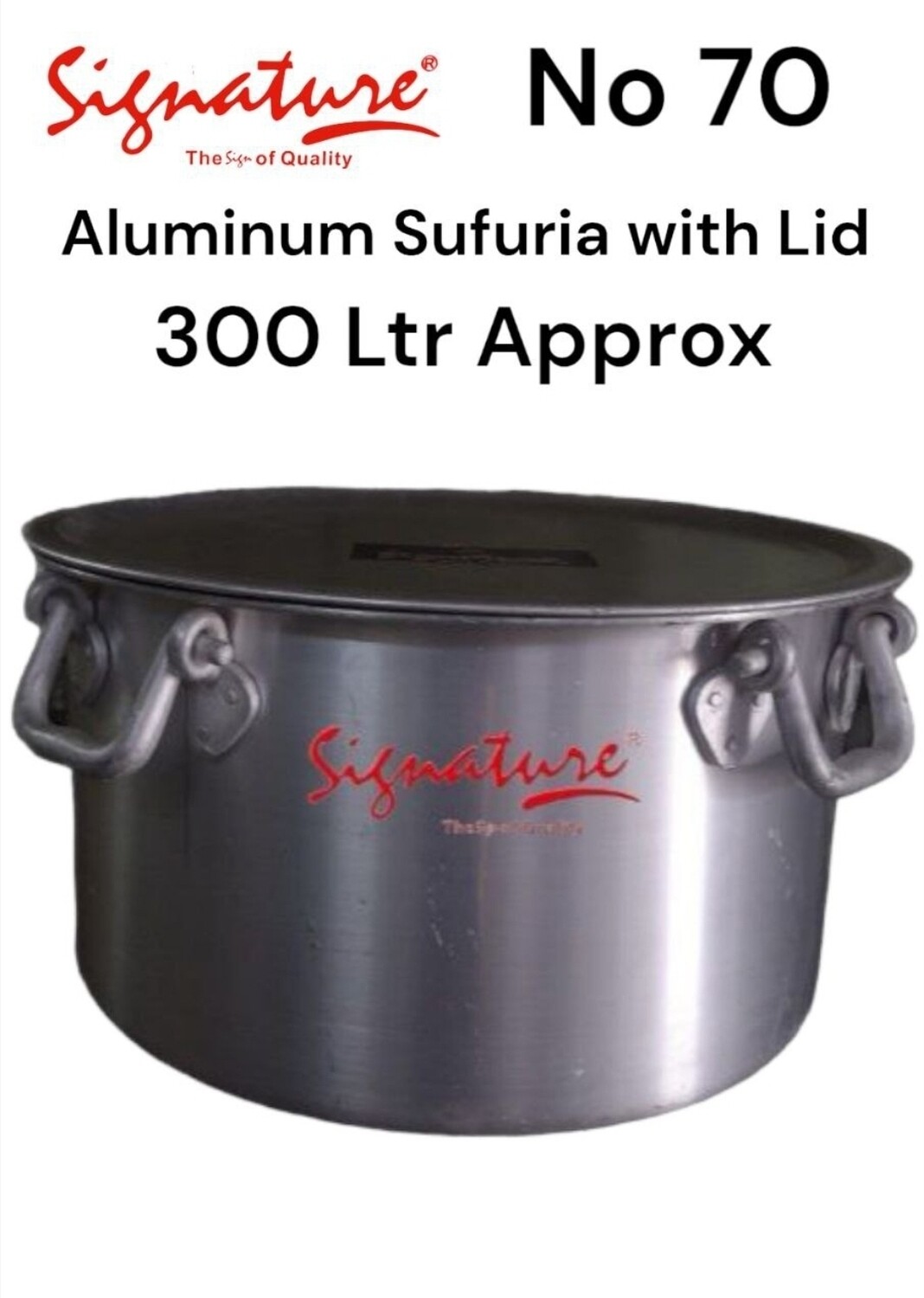 Signature heavy duty aluminium sufuria with lid 300litres
