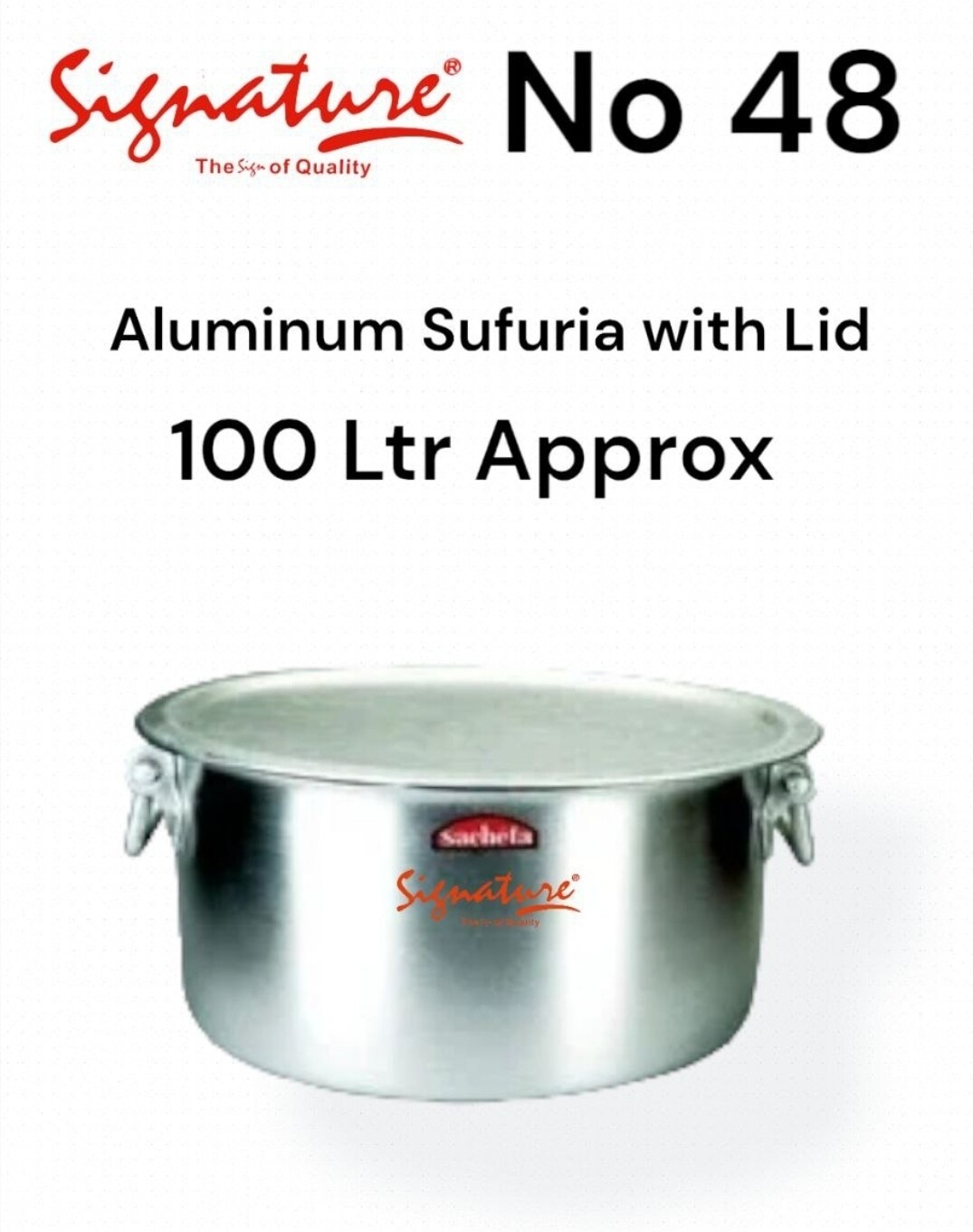 Signature heavy duty aluminium sufuria with lid 100litres