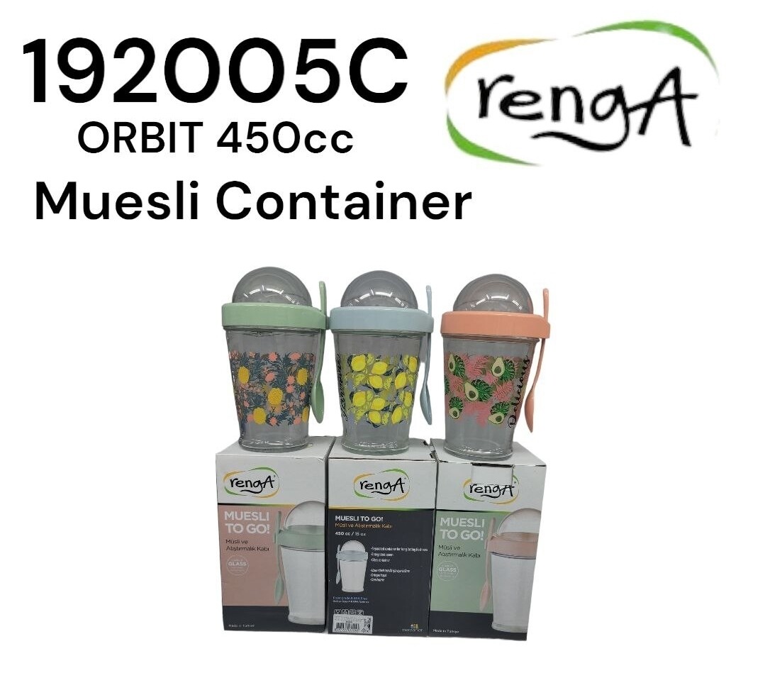 Orbit 450cc Glass Muesli Container with Spoon Renga 192005C