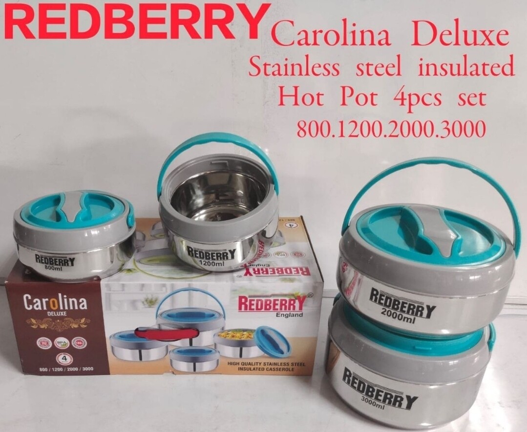 Redberry Carolina insulated hot pots 4pcs set 800ml 1200ml 2000ml 3000ml