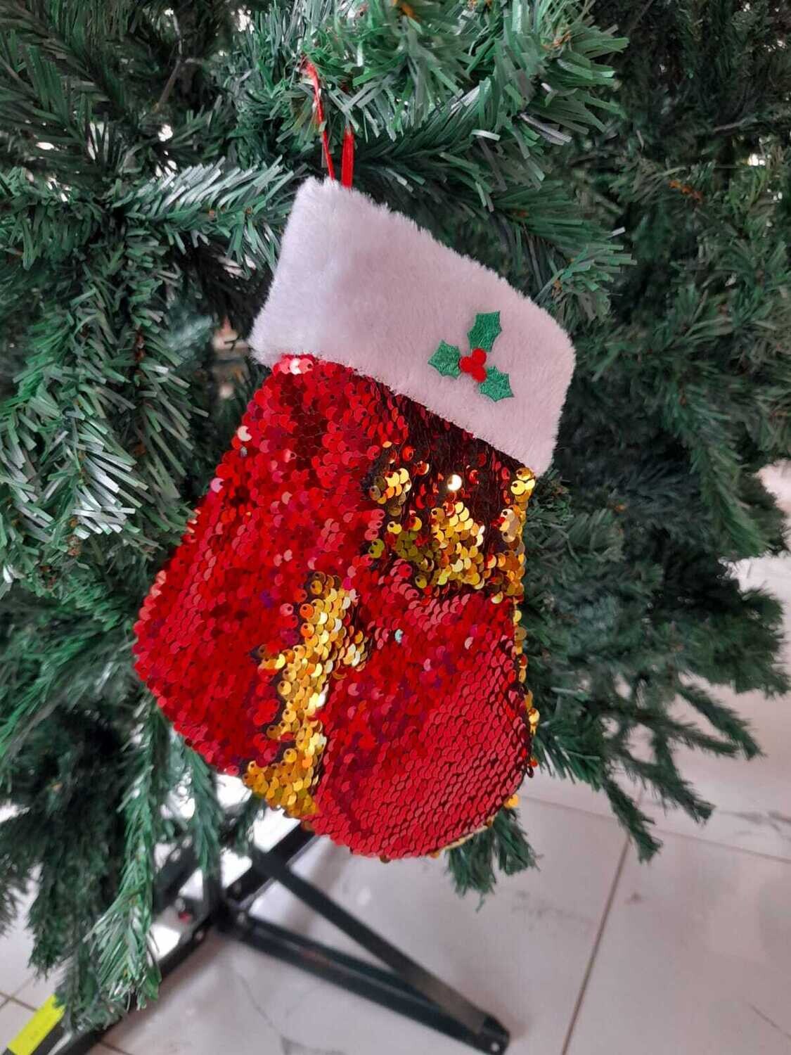Christmas decoration Red shiny sock 18*11.5Cm #SYMZB062131