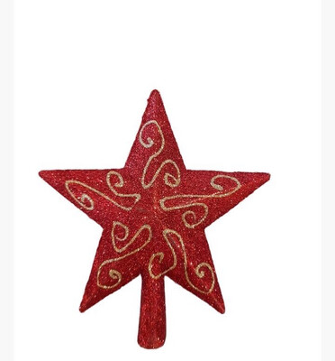 Christmas Decoration Red Tree Top Glitter Star