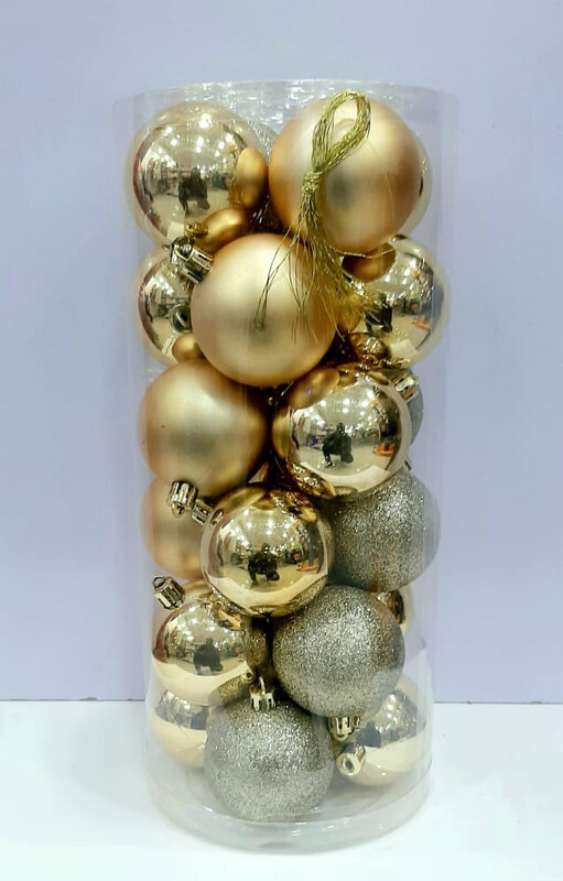 Christmas Decoration 6cm Gold Balls Shinny &amp; Mat Finish 24 Pcs #SYQA-0123082-GD
