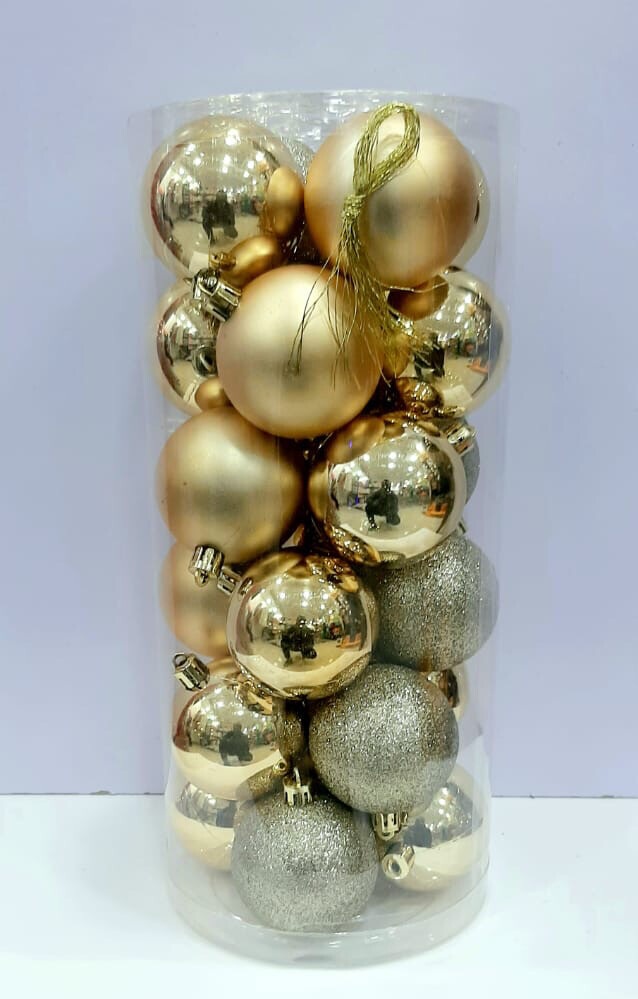 Christmas Decoration 6cm Gold Balls Shinny & Mat Finish 24 Pcs #SYQA-0123082-GD