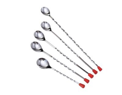 King metal bar spoon with red knob 10"25CM