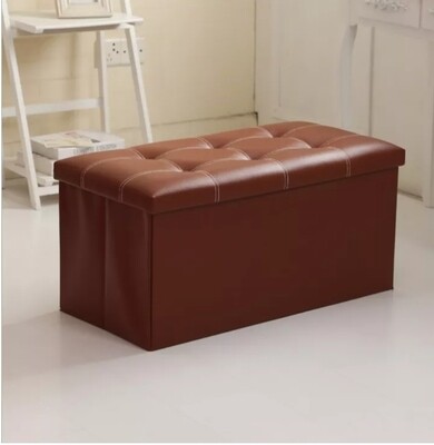 Pouffe ottoman collapsible storage organizer 70X33x31cm Leather finish Footstool Bench Pouffe Chair for Hallway Living Room Bedroom BROWN