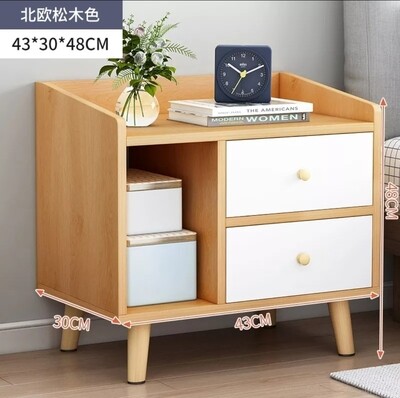 Bedside Table 43x30x48cm Simple Modern Mini Storage Wooden Nightstand Cabinet Organizer with Drawers