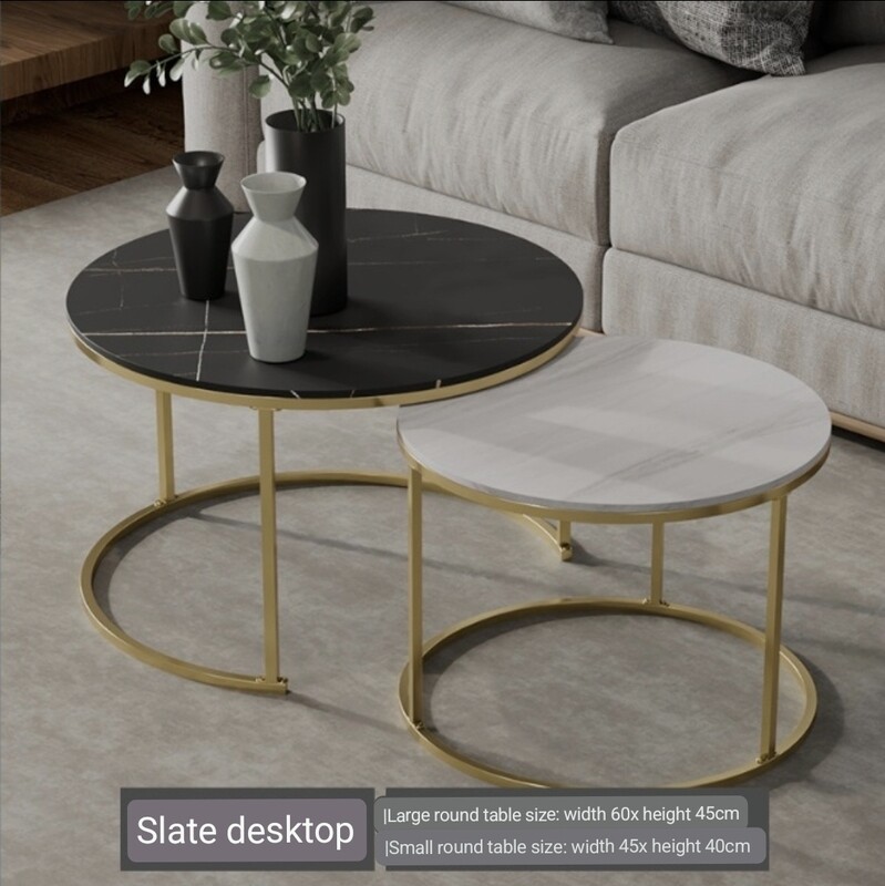 Sintered Stone Nesting tables set ot 2 dia Large 60cm small 45cm. Large