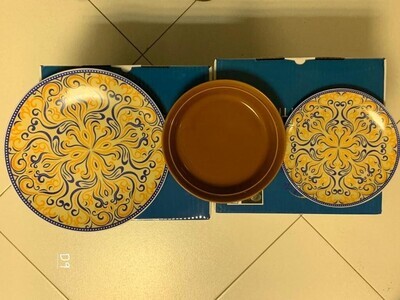 Excelsa Afrika Design Dinner Set 18 Pieces, Porcelain and Ceramic, Multicolored in a Gift Box (Design D9)