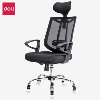DELI 4905 Executive high back ergonomic mesh chair with head rest & chrome base
