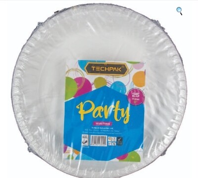SW PACKING Disposable Paper Plates - 9 Inch White - 25pcs Pack - Sturdy and Convenient
