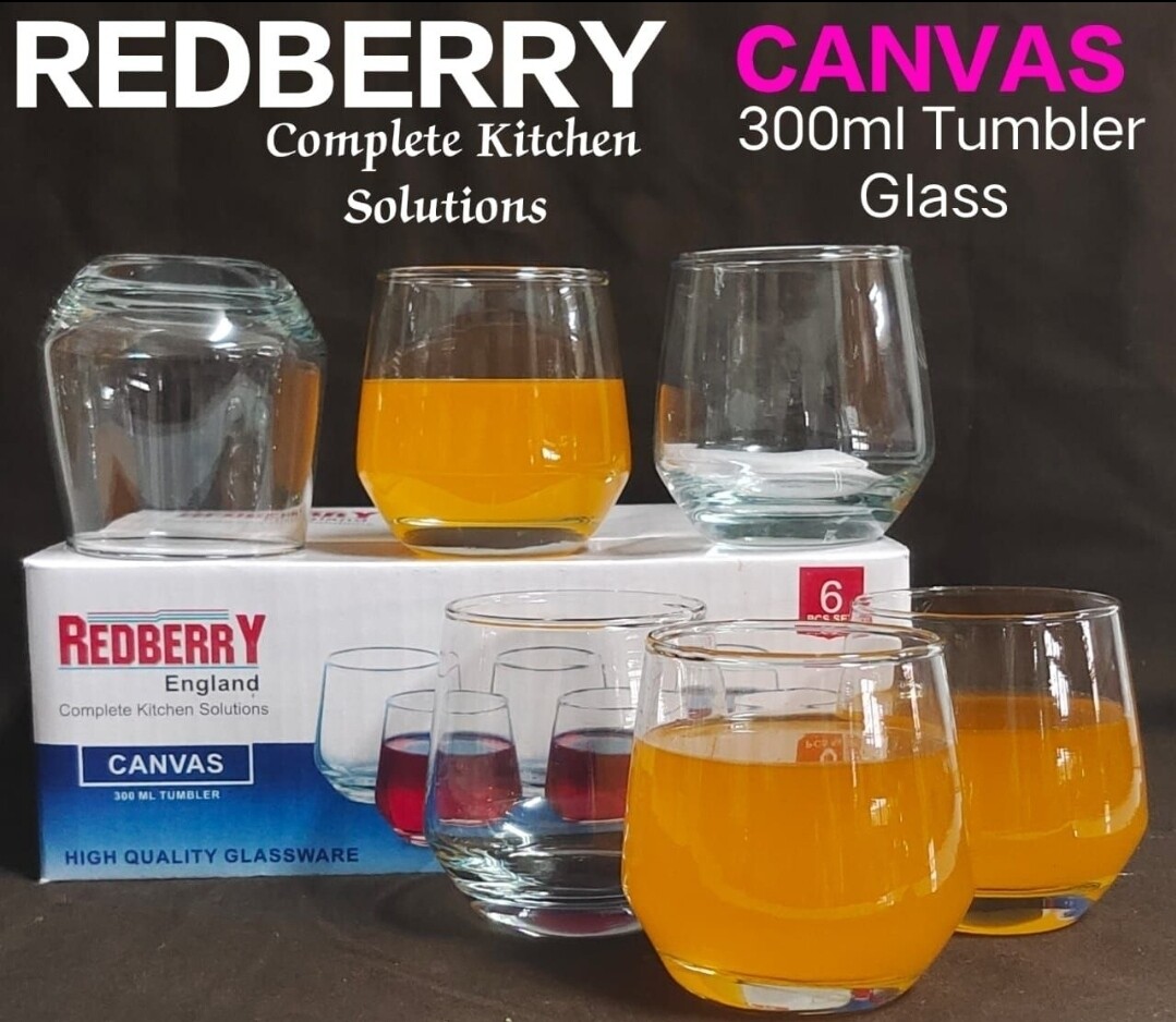 Redberry canvas 6pcs 300ml glass tumblers