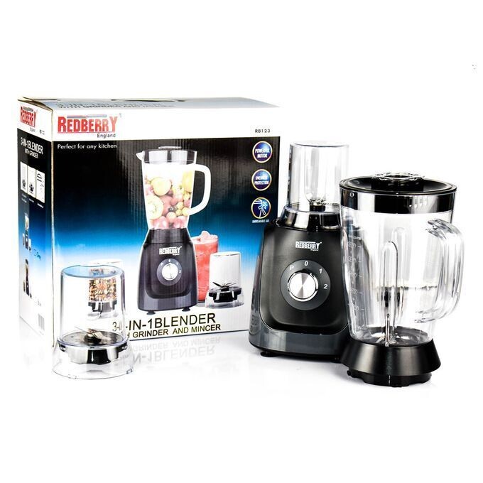 Redberry 3 in 1 blender with grinder &amp; mincer RB123 1.5L un-breakable jar 350W
