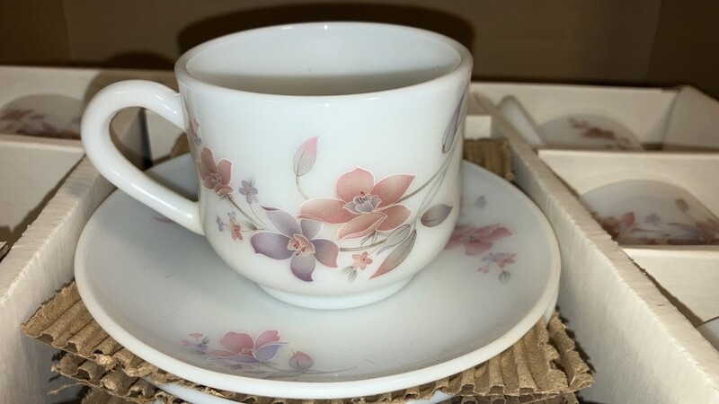 RAD Opal cup &amp; saucer set 12pcs PINK flower