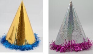 Frilled Cone Hat Shiny Laser Design, Assorted Color #3584