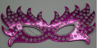 Party Eye Mask Butterfly Design Shiny With Glitter Dots, 6Pcs/Pkt #1933