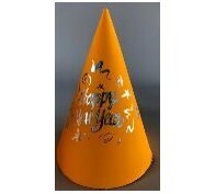 Paper Cone Hat Fluorscent Color With Written Happy New Year For Adult #3585