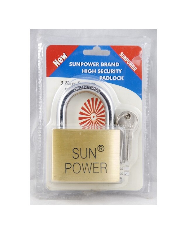 Sunpower 70MM brass padlock short shackle with brass core &amp; three keys in blister pack PDL-02-70S