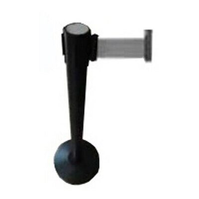 Stanchion Queue Divider Stainless Steel Black Pole (H-90cm) with White Strap (L-1.9m) with Base (Model KL-06-BKWE)