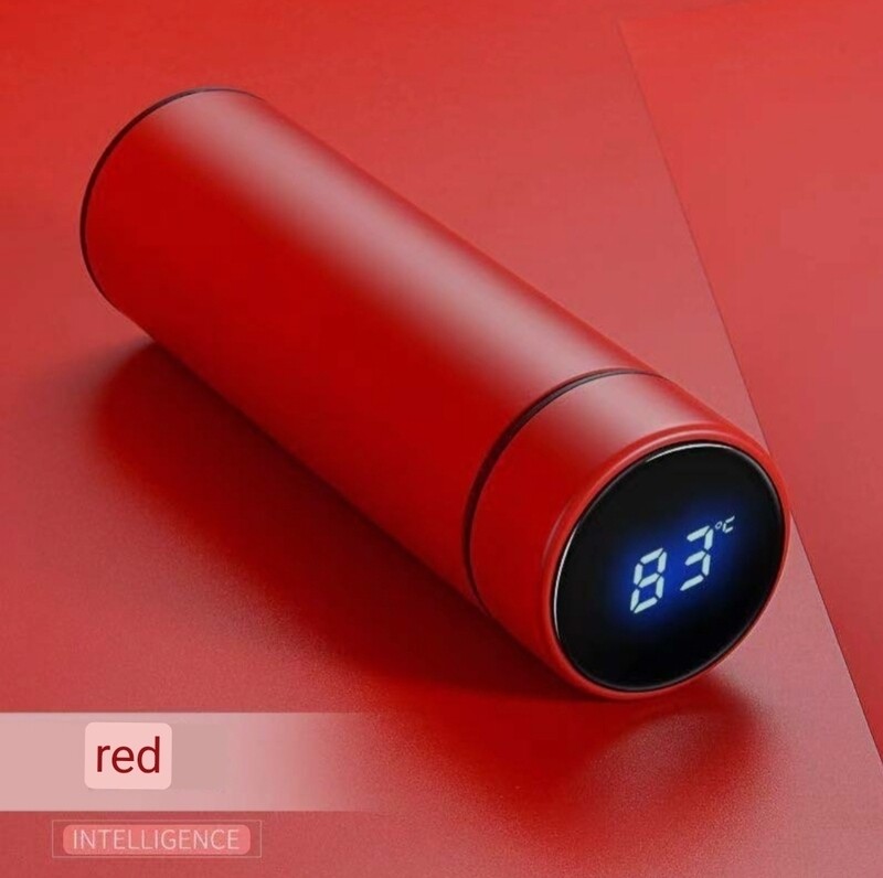 Smart Thermo cup with thermometer calibration 500ml colors. Thermal flask. RED