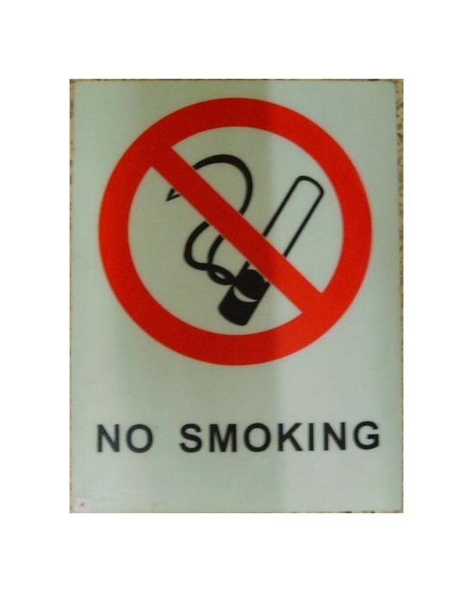 Red safety sign no smoking black 40X30CM SANSIGN1