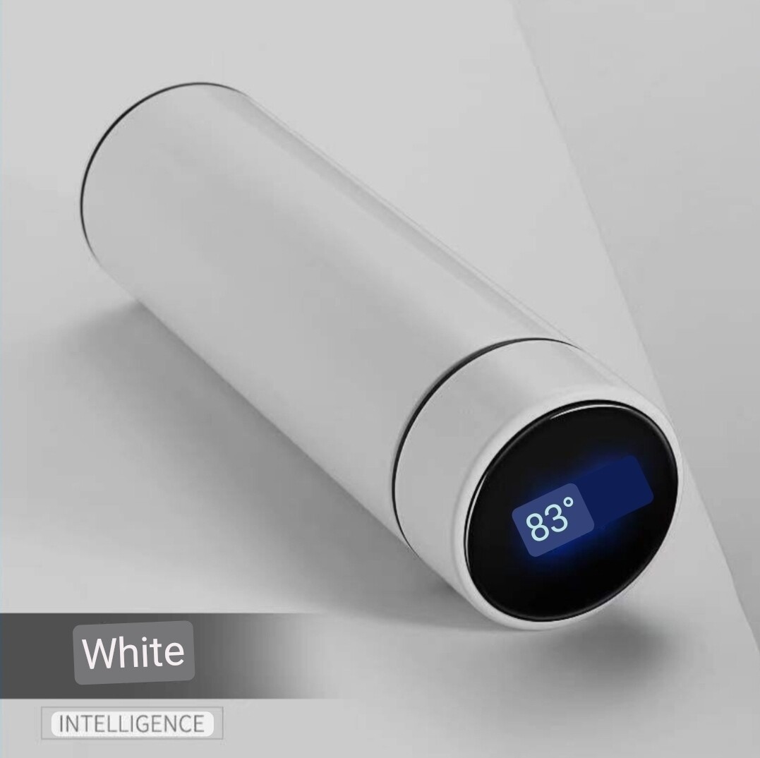 Smart Thermo cup with thermometer calibration 500ml colors. Thermal flask. WHITE