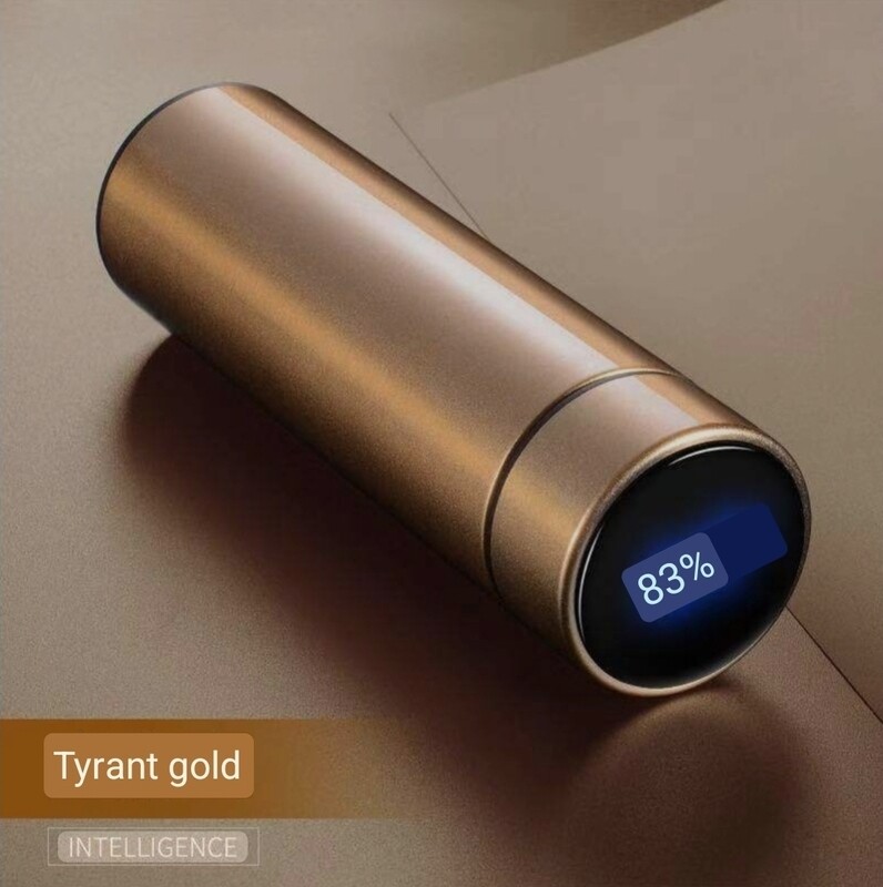 Smart Thermo cup with thermometer calibration 500ml colors. Thermal flask. GOLD