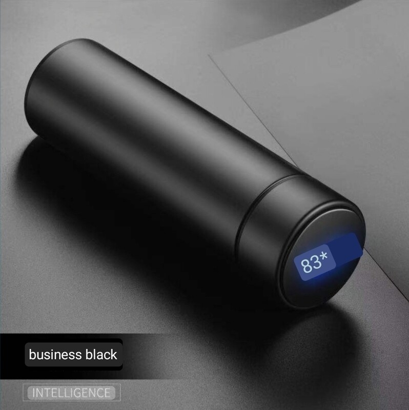Smart Thermo cup with thermometer calibration 500ml colors. Thermal flask. BLACK
