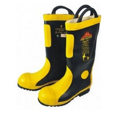 Rubber boots for fire with rexine lining Yellow & black S0053 size 38 to 44