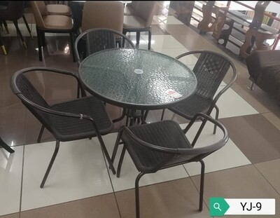 Metallic outdoor round table and chairs set 5pcs YJ-9