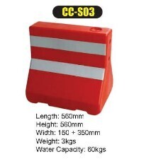 Hollow Plastic roadside barrier hollow  can fill with water, sand  L 560MM CC-S03