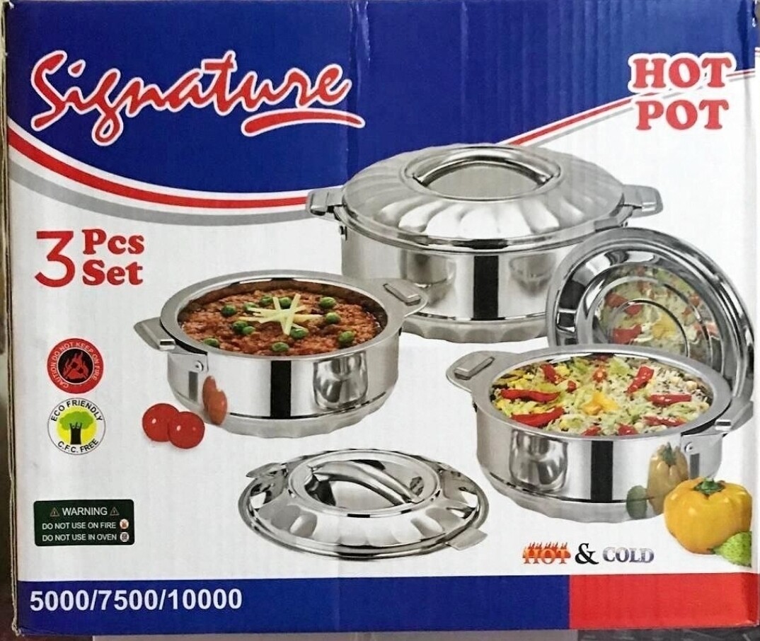 Stainless steel Hot pots 3pcs 5L 7.5L 10L Signature jumbo hot pots