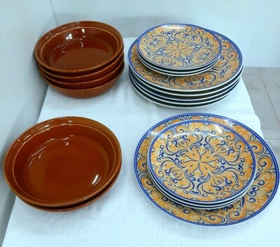 Excelsa Afrika Design Dinner Set 18 Pieces, Porcelain and Ceramic, Multicolored in a Gift Box (Design D9)
