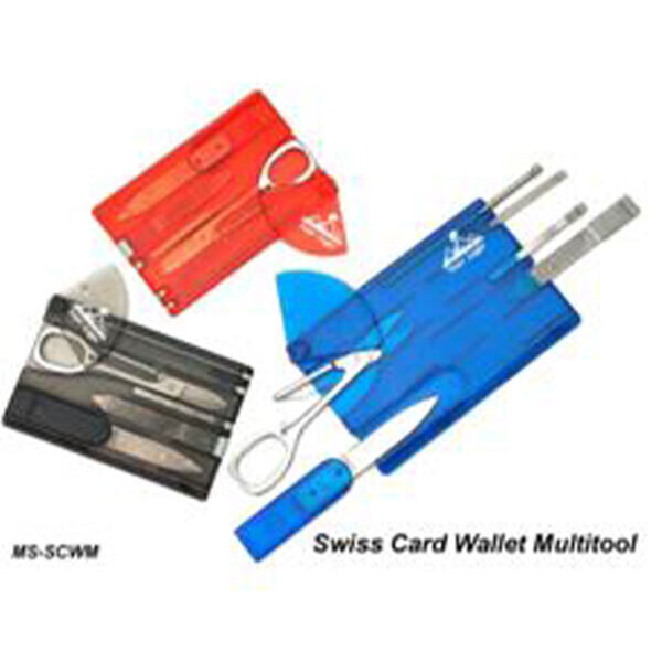 Swiss Card Wallet Multitool, 8 In 1, Slim With Red Beam LED Torch - Model MULTITOOL
