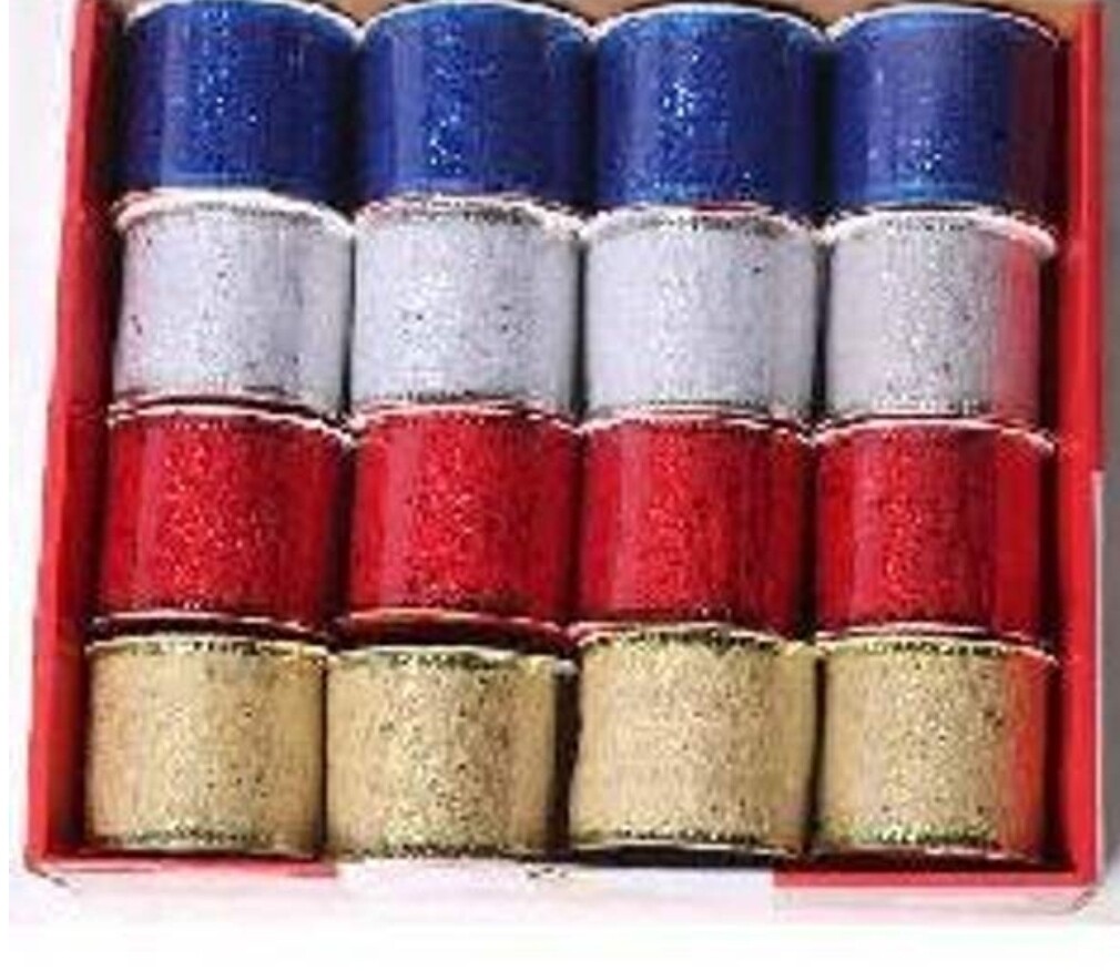 Ribbon 6.3CM*2.7M Christmas Ribbons with Glitter and Sequins - Gold/Red/Silver/Blue
